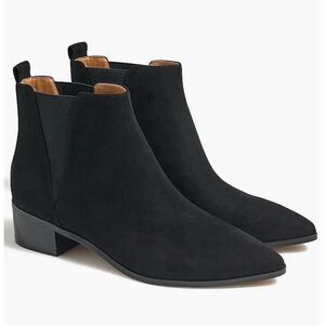 J. Crew- Size 9.5 Suede Ankle Boots Womens Black Bootie Pointed‎ Toe Block He…
